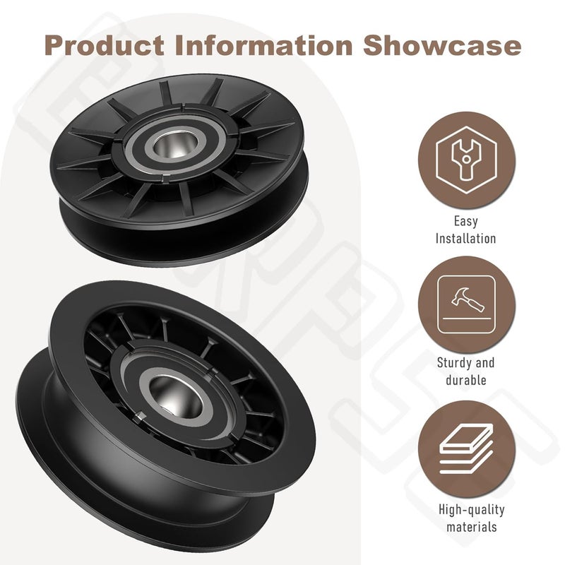 BERPSE GX20286 GX20287 V-Idler Pulley & Flat Pulley Kit Compatible with John D-eere Mower Decks LA100 LA110LA115 LA105 LA120, Replaces 1760097 690409 690409MA AM103019 - Image 4